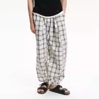 Mr. Jiangnan Vintage Plaid Joggers