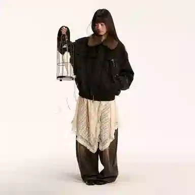 江南先生 流浪者之歌 纯色长袖宽松百搭外套皮衣 男女同款