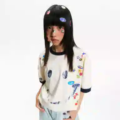 Mr. Jiangnan Fruit Sticker Print T-Shirt