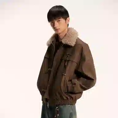 江南先生 流浪者之歌 纯色长袖宽松百搭外套皮衣 男女同款