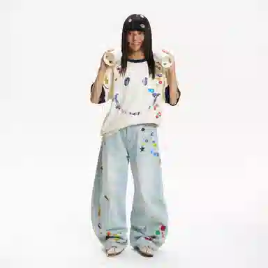 Mr. Jiangnan Fruit Sticker Print T-Shirt