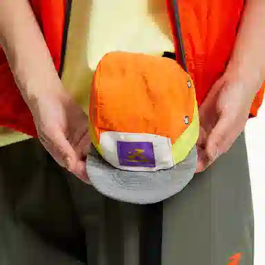 江南先生  美式复古格子潮流帽型百搭可调节时尚 尼龙 挂包零钱包 男女同款情侣款 蓝色/橙色