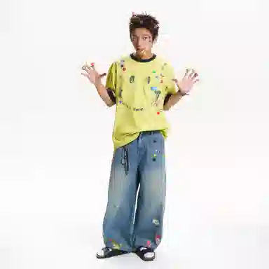 Mr. Jiangnan Fruit Sticker Print T-Shirt