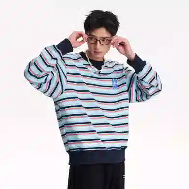 Mr. Jiangnan Park Elopement Striped Heart Embroidered Sweatshirt