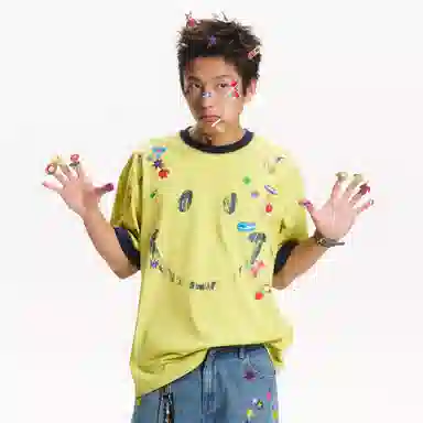 Mr. Jiangnan Fruit Sticker Print T-Shirt