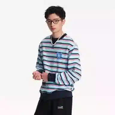 Mr. Jiangnan Park Elopement Striped Heart Embroidered Sweatshirt