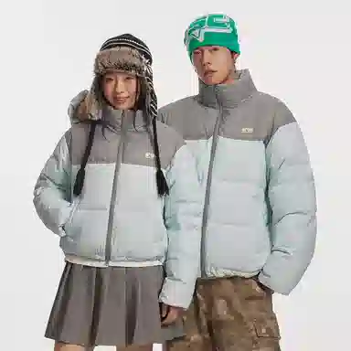 江南先生 美式复古立领拼接面包服羽绒服 男女同款