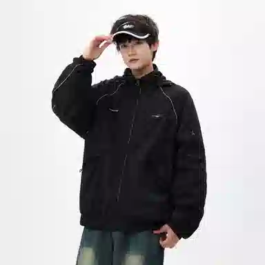 Mr. Jiangnan Line Stitch Detachable Hood Jacket