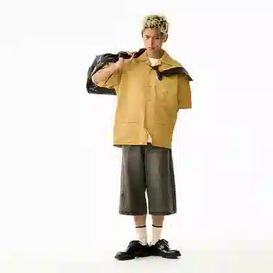 江南先生 野生无限户外刺绣口袋短袖宽松衬衣衬衫 男女同款