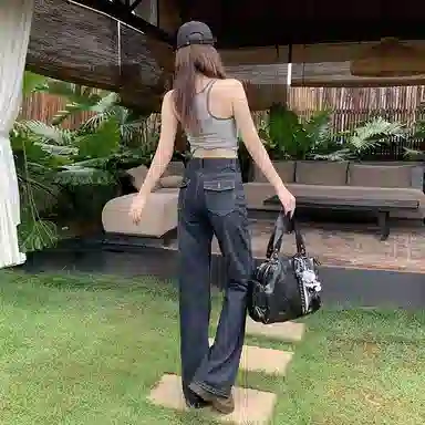 淑好百 微喇叭春秋高腰牛仔裤 女款