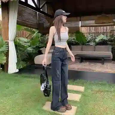 淑好百 微喇叭春秋高腰牛仔裤 女款