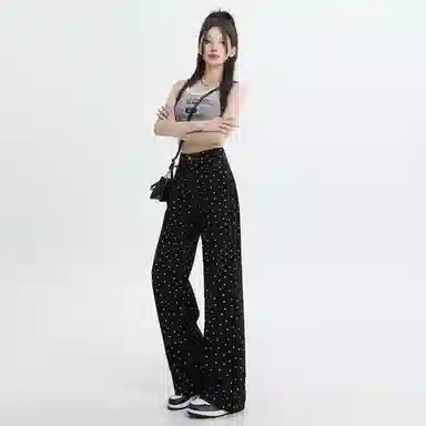 淑好百 小个子直筒高腰设计感拖地牛仔裤 女款 黑色