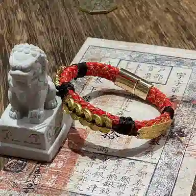 既白南兮 财聚乾坤五帝钱貔貅好运道系青年国风新中式文创 合金 手环 男女同款情侣款