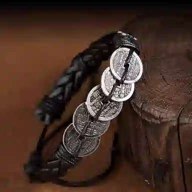 既白南兮 福至运来山鬼花钱好运道系青年国风新中式文创 合金 手环 男女同款情侣款