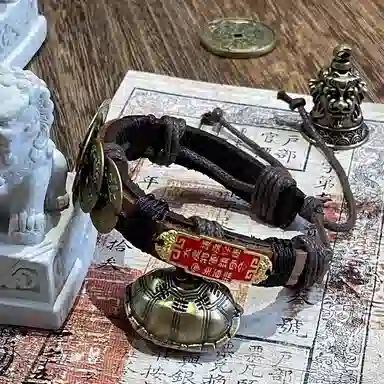 既白南兮 福聚乾坤五帝钱太岁本命年好运道系青年国风新中式文创 合金 手环 男女同款情侣款