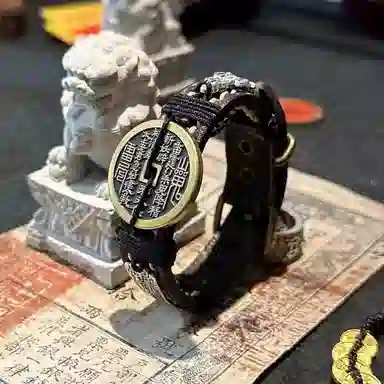 既白南兮 幽黑呈祥山鬼花钱貔貅国风新中式文创 合金 手环 男女同款情侣款