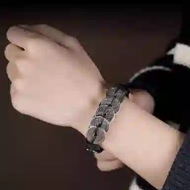 既白南兮 福至运来山鬼花钱好运道系青年国风新中式文创 合金 手环 男女同款情侣款