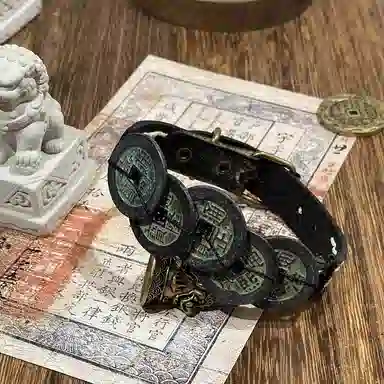 既白南兮 祥瑞之兆五帝钱好运道系青年国风新中式文创 合金 手环 男女同款情侣款