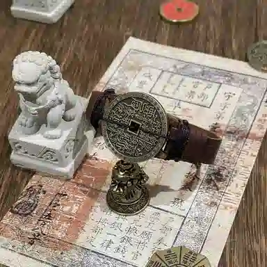 既白南兮 十年人间 山鬼花钱本命年铁三角十年之约道系青年国风新中式文创#好运 合金 手环 男女同款情侣款