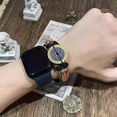 既白南兮 生发财聚山鬼花钱福牌太岁本命年好运道系青年国风新中式文创 合金 手环 男女同款情侣款