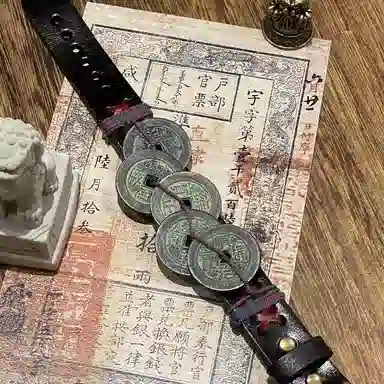 既白南兮 五帝佑祥 五帝钱 国风新中式 合金 手环 男女同款情侣款