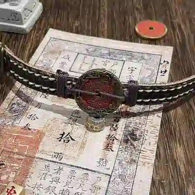 既白南兮 鱼跃龙门本命年山鬼花钱道系青年国风新中式文创 合金 皮革 手环 男女同款情侣款