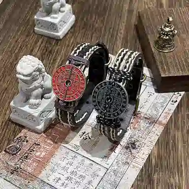 既白南兮 天干地支山鬼花钱本命年好运道系青年国风新中式文创 合金 手环 男女同款情侣款