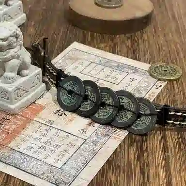 既白南兮 祥瑞之兆五帝钱好运道系青年国风新中式文创 合金 手环 男女同款情侣款