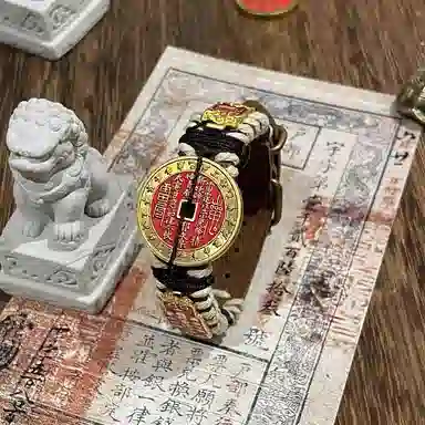 既白南兮 道心永恒 山鬼花钱福牌太岁本命年好运道系青年国风新中式文创 合金 手环 男女同款情侣款