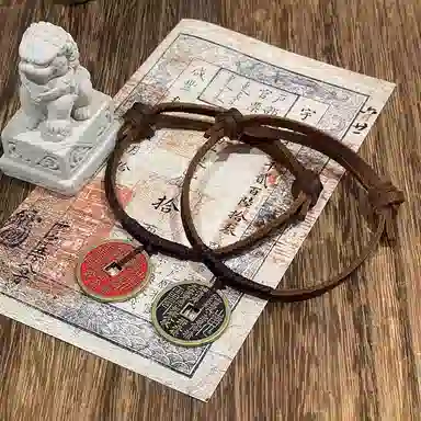 既白南兮 福运双至山鬼花钱好运道系青年国风新中式文创 合金 手环 男女同款情侣款