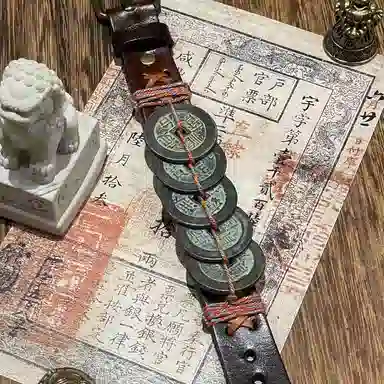 既白南兮 五帝佑祥 五帝钱 国风新中式 合金 手环 男女同款情侣款