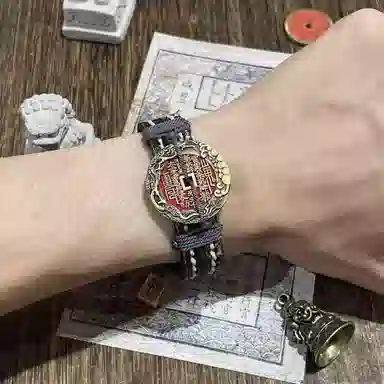 既白南兮 鱼跃龙门本命年山鬼花钱道系青年国风新中式文创 合金 皮革 手环 男女同款情侣款