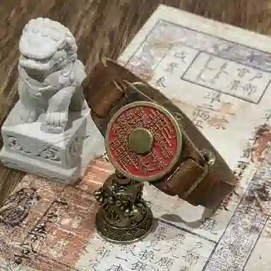 既白南兮 朱钱镇祥山鬼花钱铁三角十年之约本命年好运道系青年国风新中式文创 合金 手环 男女同款情侣款