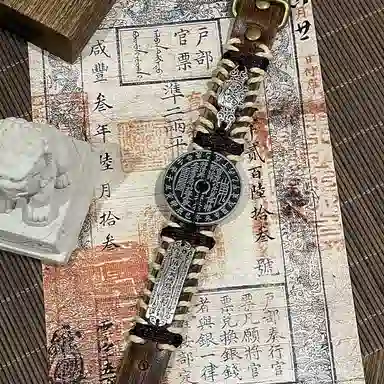 既白南兮 四御七宝 山鬼花钱貔貅太岁令 合金 皮革 手环 男女同款情侣款