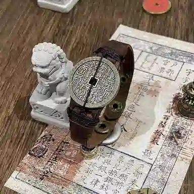 既白南兮 十年人间 山鬼花钱本命年铁三角十年之约道系青年国风新中式文创#好运 合金 手环 男女同款情侣款