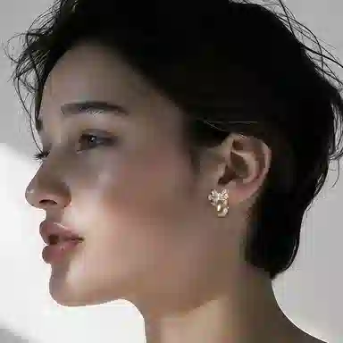 一撇一捺 莉莉安花园蝴蝶结仿珍珠 气质小众设计轻奢 合金 耳环 女款