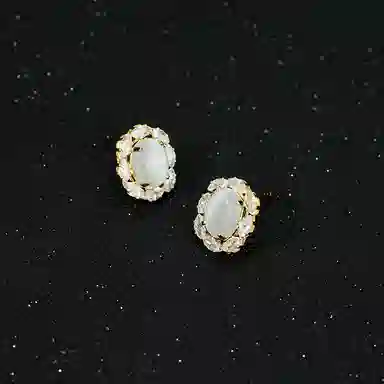 通勤百搭气质 一撇一捺 高级感椭圆形 合金 耳钉 女款 金银色