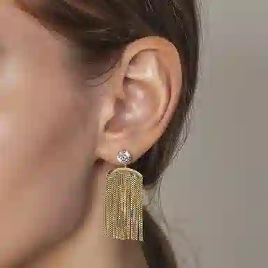 一撇一捺 夸张不对称新中式长款派对 合金 耳环 女款