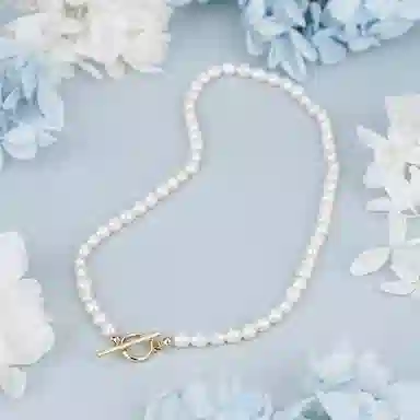 时尚优雅 一撇一捺 高级感时髦颈饰 合金 项链 女款 珍珠白