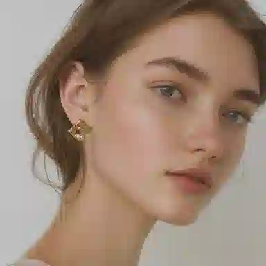 一撇一捺 流光不规则小众设计感耳饰复古气质 合金 耳钉 女款