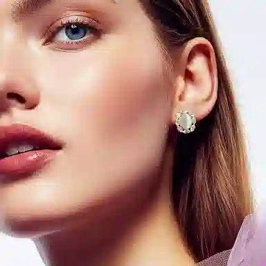 通勤百搭气质 一撇一捺 高级感椭圆形 合金 耳钉 女款 金银色