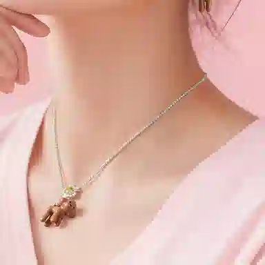 一撇一捺 泰迪狗狗潮流百搭棕色颈饰高级精致可爱 合金 项链 女款