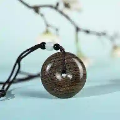 天纵 国风复古平安扣转运吊坠 禅意极简风  新中式国潮文玩招财纳福 好运盘玩念珠挂饰 楠木 项链 男女同款情侣款