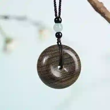 天纵 国风复古平安扣转运吊坠 禅意极简风  新中式国潮文玩招财纳福 好运盘玩念珠挂饰 楠木 项链 男女同款情侣款