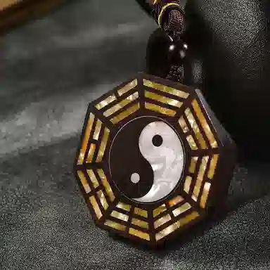 天纵 小叶高油高密帝王之木八卦牌挂饰招财进宝吉祥如意好运满满车挂件 紫檀属 把件 男女同款情侣款