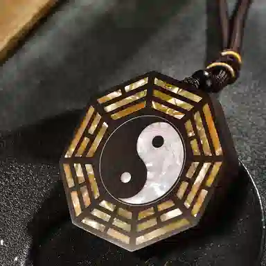 天纵 小叶高油高密帝王之木八卦牌挂饰招财进宝吉祥如意好运满满车挂件 紫檀属 把件 男女同款情侣款