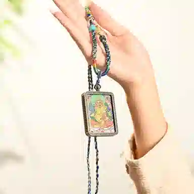 天纵 新中式藏式招财唐卡黄财神  复古个性国潮文玩 财运亨通 纳福转运 手工编绳高级感 水逆绝缘体#好运 合金 吊坠 男女同款情侣款