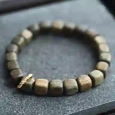 天纵 国风文玩复古佛珠 绿檀方块跑环 木作手串 男女同款情侣款 绿檀