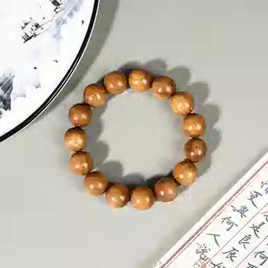 天纵 中式国风招财转运念珠 简约盘玩国潮文玩佛珠 复古小众平安好运 楠木 手串 男款