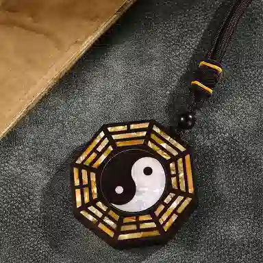 天纵 小叶高油高密帝王之木八卦牌挂饰招财进宝吉祥如意好运满满车挂件 紫檀属 把件 男女同款情侣款